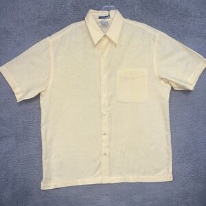 VTG Old Navy Shirt Men's Size S Yellow Linen Blend Short Sleeve Pocket Button Up
